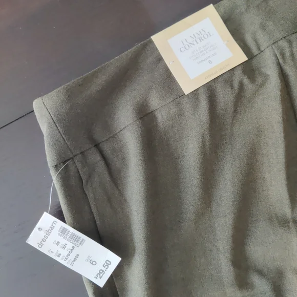 NWT Dressbarn Olive Green Tummy Control Dress Pants - Size 6 - Picture 5 of 5